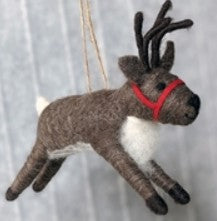 Needle Felt Ornament- Leaping Reindeer