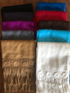 Scarf-Hand Crocheted flowers