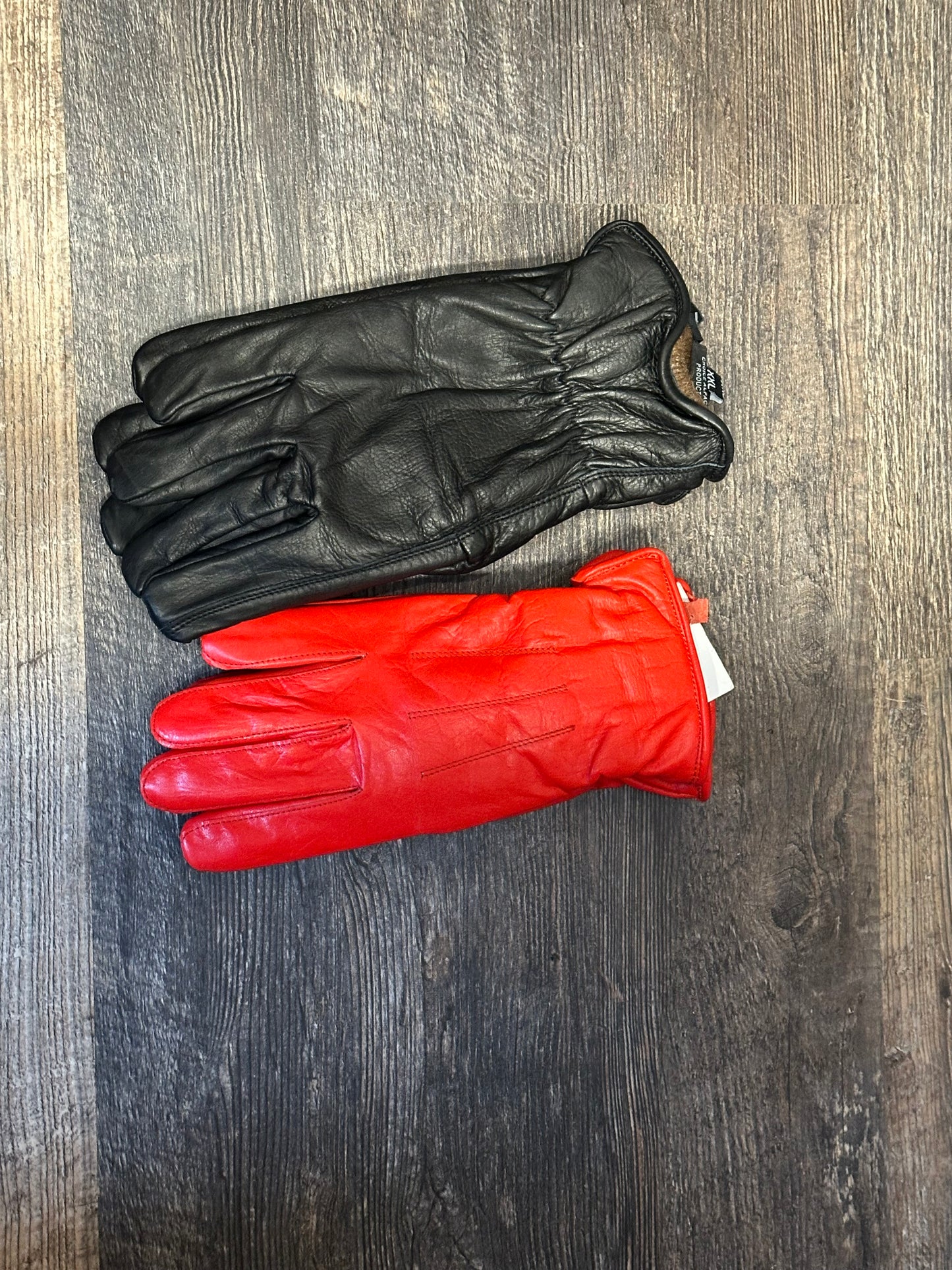 Gloves-Leather Gloves lined with alpaca knit