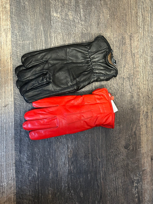 Gloves-Leather Gloves lined with alpaca knit