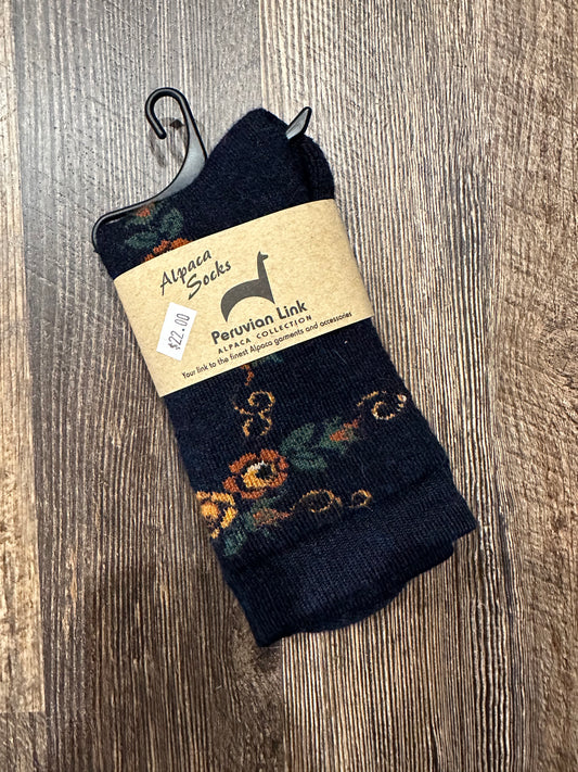 Socks-Prairie Floral Sock in Navy