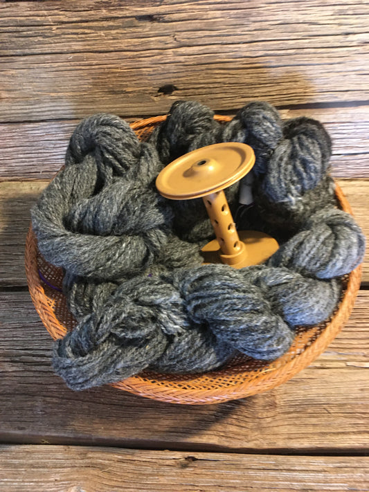 Handspun Alpaca Yarn #5 2 ply DK weight Dark Gray Call to order!