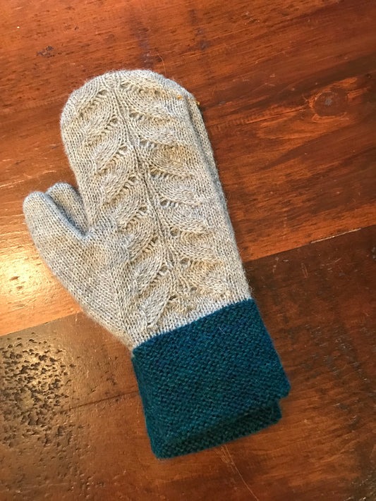 Mittens- Double knit Gray/Teal